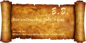Bercsinszky Dárius névjegykártya